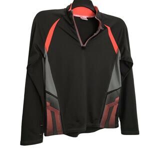 Asics Gray/Orange Quarter Zip Track Jacket - Size Medium (10/12) - Thumb Holes